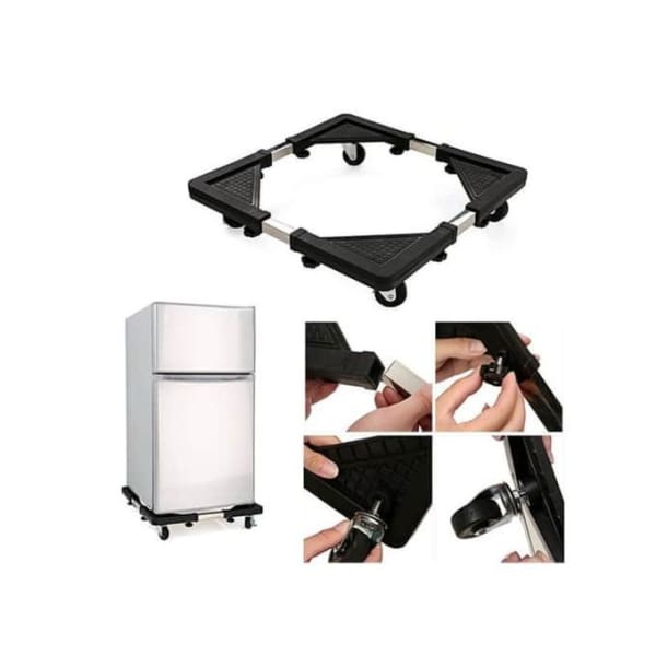 Support électroménager à 6 Roues Noir & inox Support électroménager à 6 Roues Noir & inox